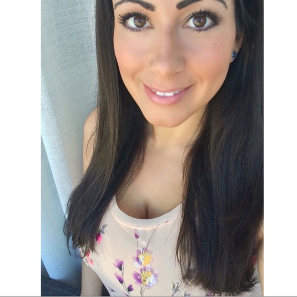 Express Peach w Sheer Beaded Floral Overlay Top - Picture 2 of 5